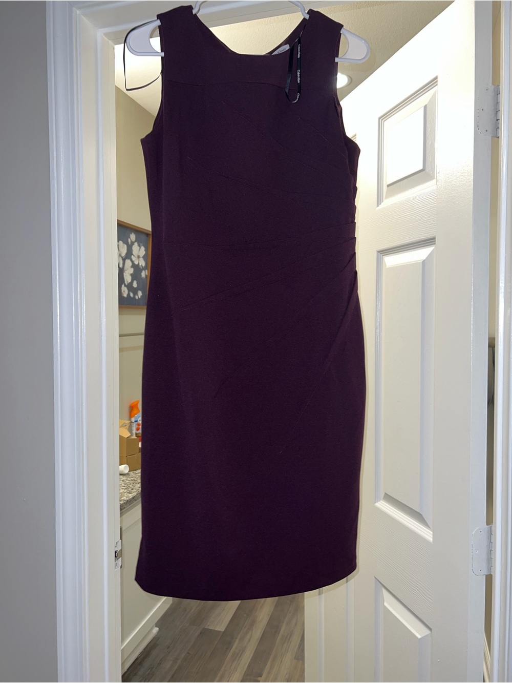 Calvin Klein Sleeveless Sheath Dress in Plum